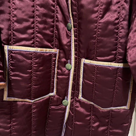 VNTG Reversible Quilted‎ yellow Burgundy Unisex  USA Lightweight Jacket Coat M - Picture 14 of 16